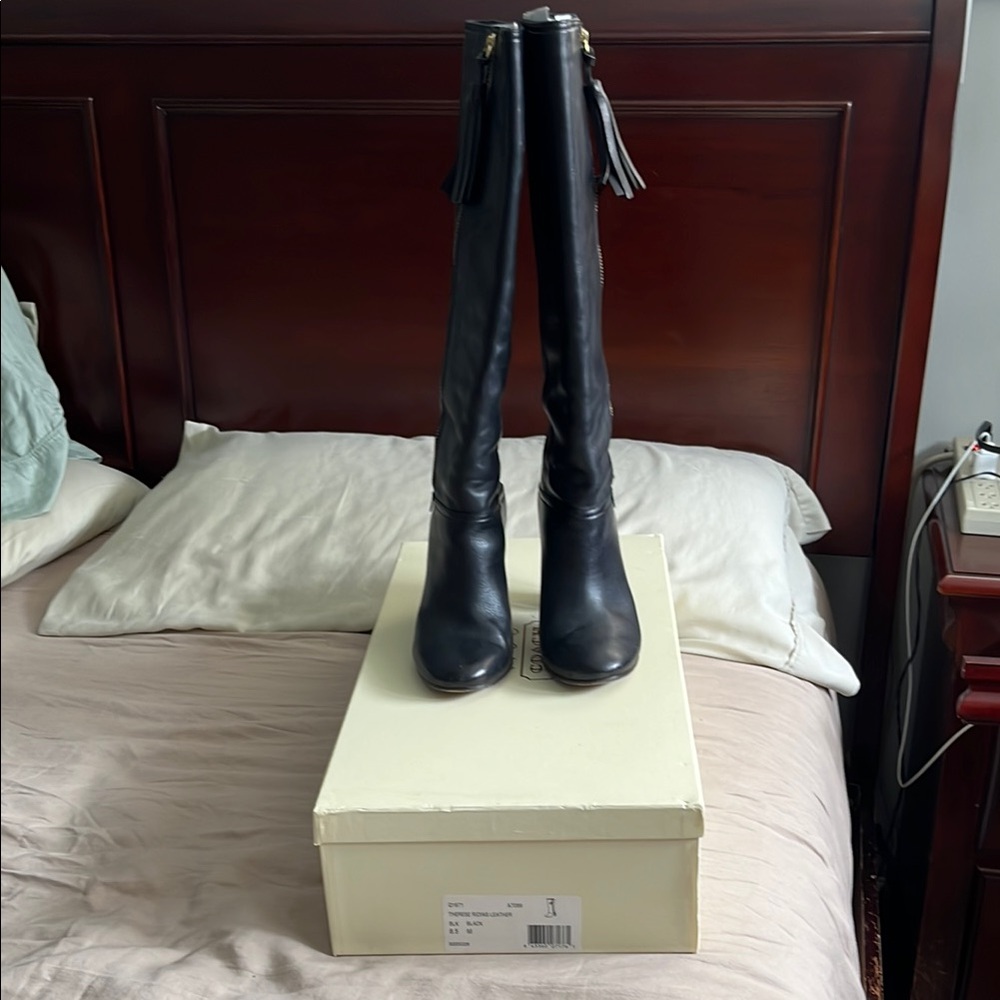 Coach Therese Riding Black Heeled Boots with Sleek Design